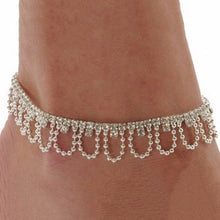 Women Double Arc Wave Chian Rhinestone Anklet Bracelet Anklet Wedding Jewelry J4U66