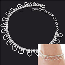 Women Double Arc Wave Chian Rhinestone Anklet Bracelet Anklet Wedding Jewelry J4U66