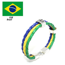 World Cup National Flags Sports 3 Strands Rope Braided Surfer Leather Bracelets Women Men Cuff Bangle Wristband Jewelry J4U66