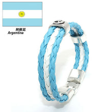 World Cup National Flags Sports 3 Strands Rope Braided Surfer Leather Bracelets Women Men Cuff Bangle Wristband Jewelry J4U66