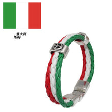 World Cup National Flags Sports 3 Strands Rope Braided Surfer Leather Bracelets Women Men Cuff Bangle Wristband Jewelry J4U66
