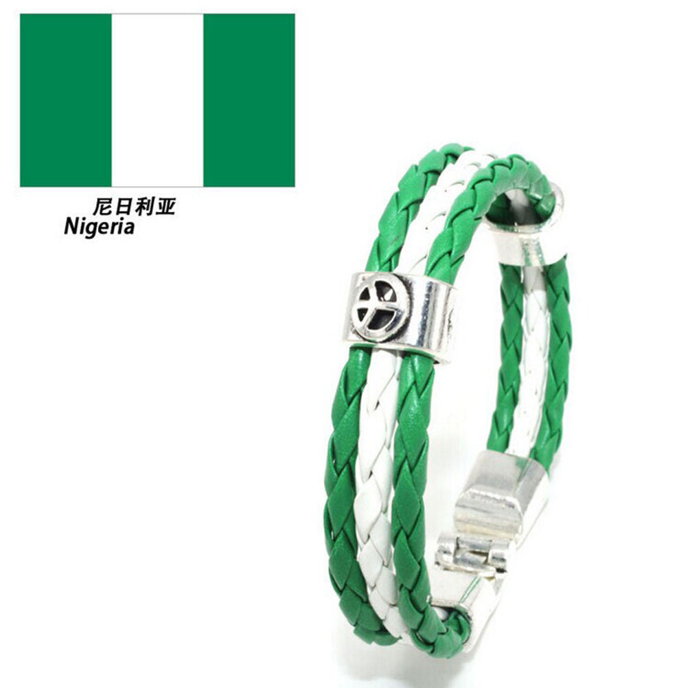 World Cup National Flags Sports 3 Strands Rope Braided Surfer Leather Bracelets Women Men Cuff Bangle Wristband Jewelry J4U66