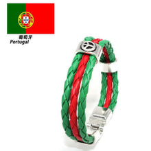 World Cup National Flags Sports 3 Strands Rope Braided Surfer Leather Bracelets Women Men Cuff Bangle Wristband Jewelry J4U66