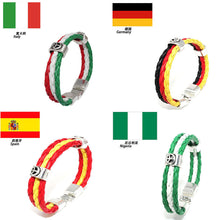 World Cup National Flags Sports 3 Strands Rope Braided Surfer Leather Bracelets Women Men Cuff Bangle Wristband Jewelry J4U66