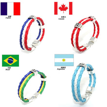 World Cup National Flags Sports 3 Strands Rope Braided Surfer Leather Bracelets Women Men Cuff Bangle Wristband Jewelry J4U66