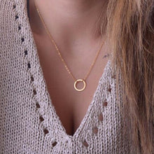 women trendy necklaces Simple gold plated Circle Pendant choker necklace ladies short Clavicle Chain  J4U66