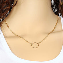 women trendy necklaces Simple gold plated Circle Pendant choker necklace ladies short Clavicle Chain  J4U66