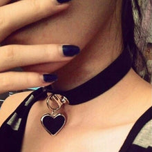 women Punk CHIC Rivet Handmade Chain PU Leather Heart Collar Choker Necklace fine jewelry lovely J4U66
