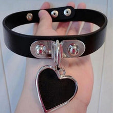 women Punk CHIC Rivet Handmade Chain PU Leather Heart Collar Choker Necklace fine jewelry lovely J4U66