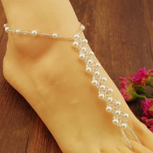 Women Anklets Beach Wedding Pearl Barefoot Sandals Stretch Anklet Chain Footless Bridal Foot Jewelry J4U66