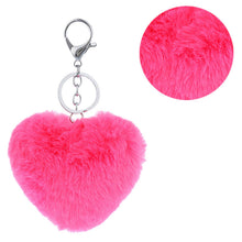 3 Colors Luxury Imitation Keychain Soft Heart Shape Ball PomPom Car Handbag Key Ring  J4U66