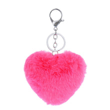 3 Colors Luxury Imitation Keychain Soft Heart Shape Ball PomPom Car Handbag Key Ring  J4U66
