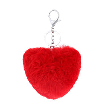 3 Colors Luxury Imitation Keychain Soft Heart Shape Ball PomPom Car Handbag Key Ring  J4U66