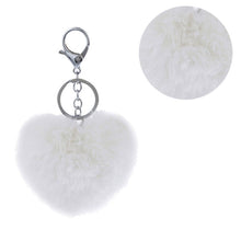3 Colors Luxury Imitation Keychain Soft Heart Shape Ball PomPom Car Handbag Key Ring  J4U66