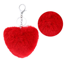 3 Colors Luxury Imitation Keychain Soft Heart Shape Ball PomPom Car Handbag Key Ring  J4U66