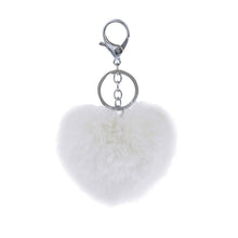 3 Colors Luxury Imitation Keychain Soft Heart Shape Ball PomPom Car Handbag Key Ring  J4U66