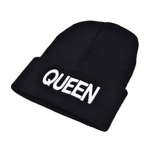 s Men Women Knitted Hiphop Hat Warm Cap Couple King Queen Beanie Hats Cap Black color Gifts  J4U66
