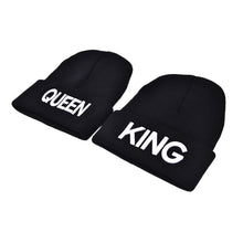 s Men Women Knitted Hiphop Hat Warm Cap Couple King Queen Beanie Hats Cap Black color Gifts  J4U66