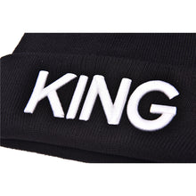 s Men Women Knitted Hiphop Hat Warm Cap Couple King Queen Beanie Hats Cap Black color Gifts  J4U66