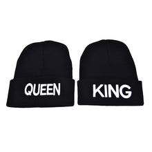 s Men Women Knitted Hiphop Hat Warm Cap Couple King Queen Beanie Hats Cap Black color Gifts  J4U66