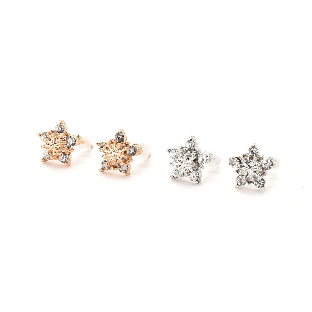 vintage Snowflake stud earings for women jewelry Silver Plated crystal statement earings for wedding J4U66