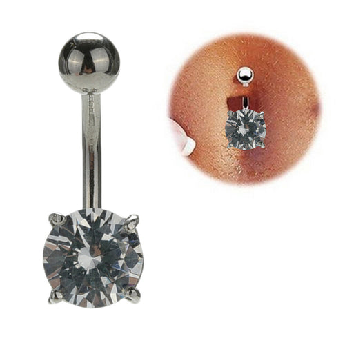 8MM Clear Surgical Body Piercing Jewelry Steel Navel Belly Button Bar Ring J4U66