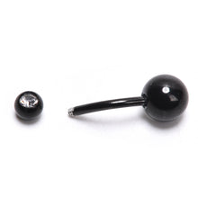 Black Titanium Rhinestone Barbell Navel Belly Button Bar Ring Body Piercing Curved Punk Earring Piercing J4U66