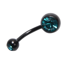 Black Titanium Rhinestone Barbell Navel Belly Button Bar Ring Body Piercing Curved Punk Earring Piercing J4U66