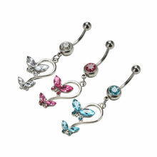 Butterfly Dangle Pendant Ball Button Barbell Bar Belly Navel Ring Body Piercing Jewelry J4U66