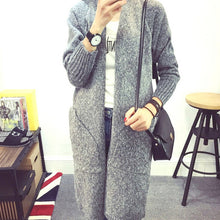 Style Long Sleeve Loose Thick Knitted Cardigan Women Sweater Long Cardigan Sweaters Long Coat J4U66