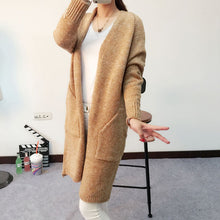 Style Long Sleeve Loose Thick Knitted Cardigan Women Sweater Long Cardigan Sweaters Long Coat J4U66