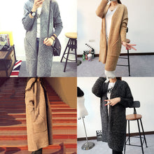 Style Long Sleeve Loose Thick Knitted Cardigan Women Sweater Long Cardigan Sweaters Long Coat J4U66