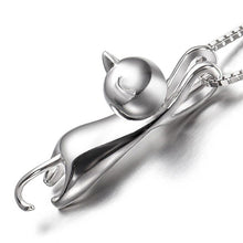 Sweet Kitty Pendant animal collares Necklace Silver Plated Necklace Tiny Cat Pendants Odd Fancy Jewelry Necklace J4U66