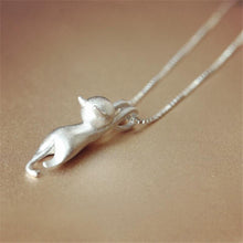 Sweet Kitty Pendant animal collares Necklace Silver Plated Necklace Tiny Cat Pendants Odd Fancy Jewelry Necklace J4U66