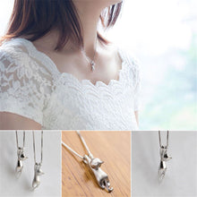 Sweet Kitty Pendant animal collares Necklace Silver Plated Necklace Tiny Cat Pendants Odd Fancy Jewelry Necklace J4U66