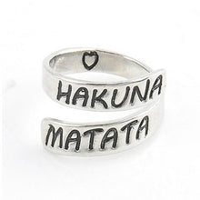 Women Punk Heart Letter "HAKUAN MATATA" Open Twist Finger Ring Stylish Open Finger Ring Jewelry Gift J4U66
