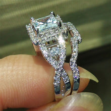 Women Silver Plated Crystal Rhinestone Wedding Ring Jewelry Size 6-10 J4U66
