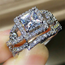 Women Silver Plated Crystal Rhinestone Wedding Ring Jewelry Size 6-10 J4U66