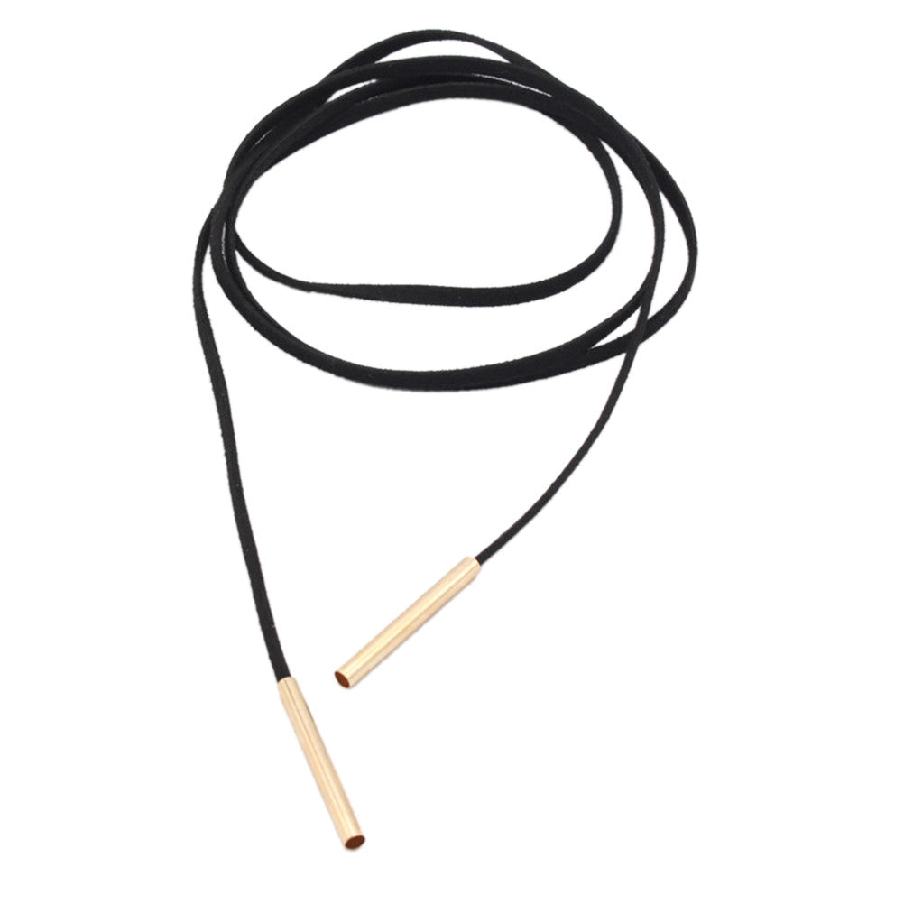 Gold Silver Circular Tube Long Black Punk Choker Collar Necklace Choker Necklace Velvet Choker Bohemia Rope Chain Jewelry J4U66