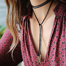 Gold Silver Circular Tube Long Black Punk Choker Collar Necklace Choker Necklace Velvet Choker Bohemia Rope Chain Jewelry J4U66