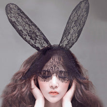 Novelty Adult Sexy Black Eye Hair Accessories Mask Bunny Ears Veil Rabbit Ear Headbands Women Lace Sexy Hair Band J4U66