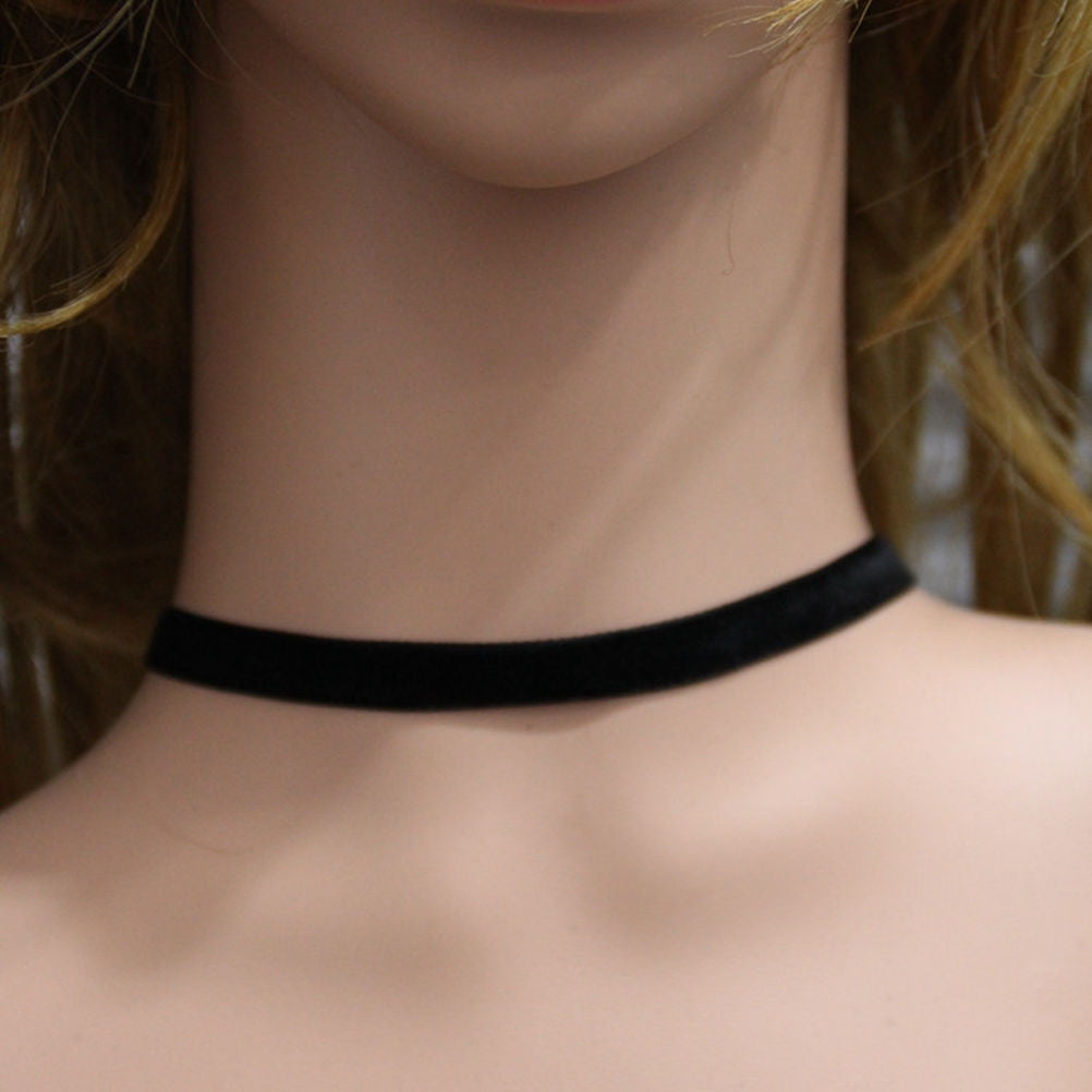 Punk 90's For Women Black Velvet Choker Necklace Gothic Handmade Retro Burlesque Jewelry Statement Ribbon round torque J4U66