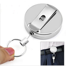 Retractable Metal Card Badge Holder Steel Recoil Ring Belt Clip Pull Key Chain J4U66