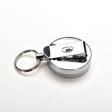 Retractable Metal Card Badge Holder Steel Recoil Ring Belt Clip Pull Key Chain J4U66