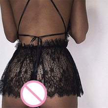 Sexy Women Ladies Hollow Out Baby Doll See-through Dress Sleepwear Black Lace Babydoll Underwear Lingerie S-XL J4U66