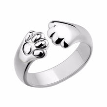 Women Lady Silver Plated Cat Paw Claw Rings Open Party Ring Adjustable For Young Girls Jewelry  J4U66