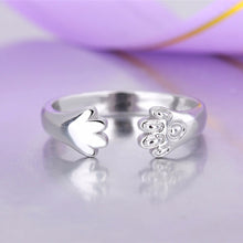 Women Lady Silver Plated Cat Paw Claw Rings Open Party Ring Adjustable For Young Girls Jewelry  J4U66