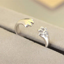 Women Lady Silver Plated Cat Paw Claw Rings Open Party Ring Adjustable For Young Girls Jewelry  J4U66