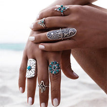 ring OR /9pcs rings Silver Punk Vintage Ring Womens Retro Geometry Finger Rings Boho Style J4U66