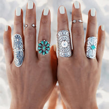 ring OR /9pcs rings Silver Punk Vintage Ring Womens Retro Geometry Finger Rings Boho Style J4U66